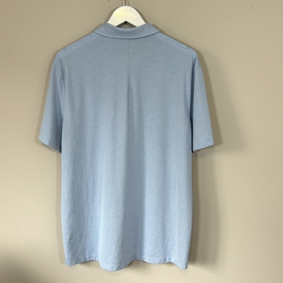 Lululemon Mens Evolution Short Sleeve Polo Shirt Pique Heathered Blue Linen - Picture 5 of 13